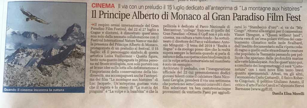 Il Principe Alberto di Monaco al Gran Paradiso Film Fest